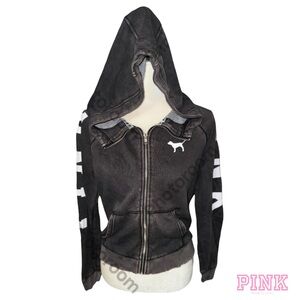 SOLD- PINK Distressed Zip Up Hoody